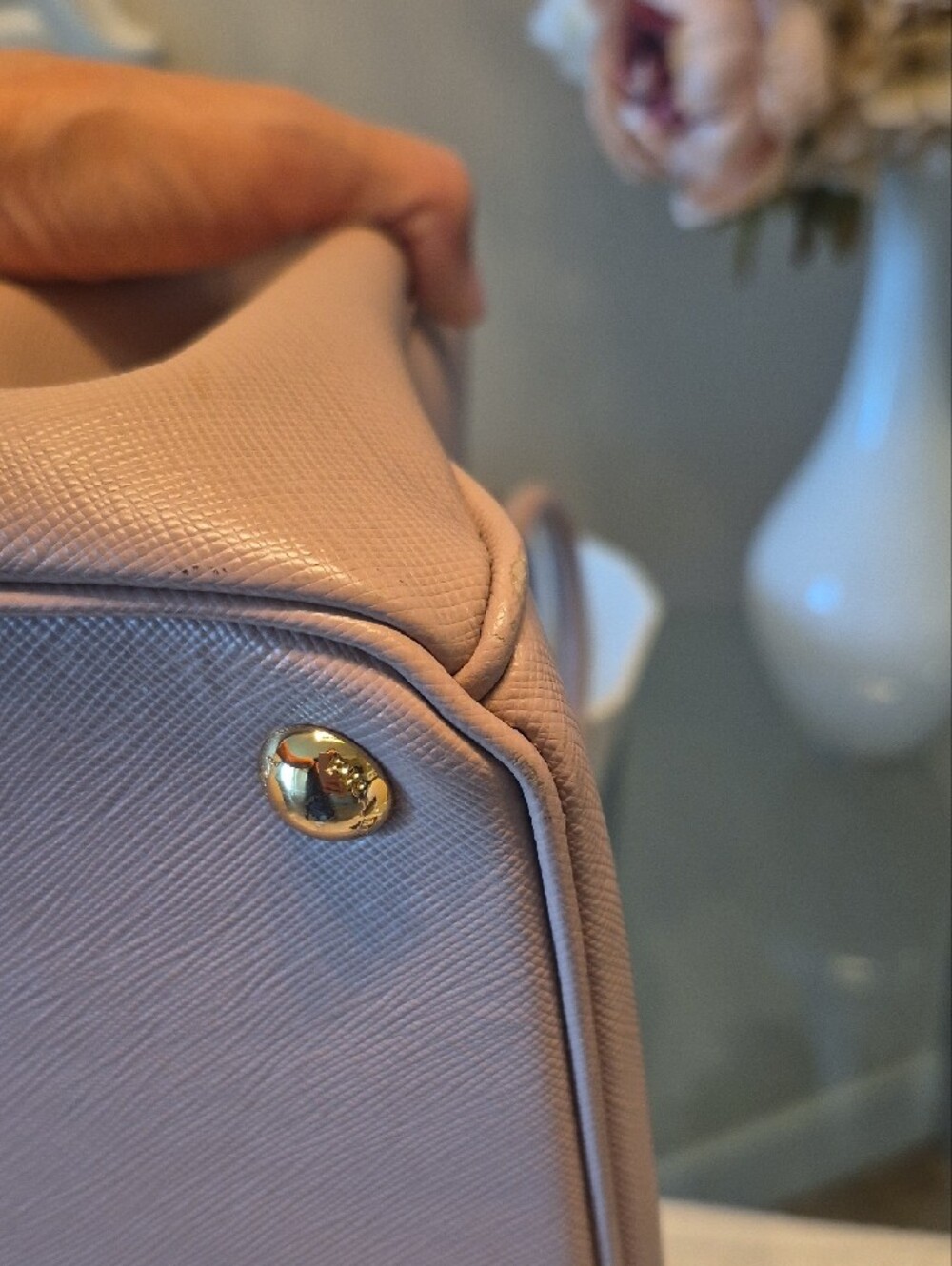 Prada Pink Saffiano Double-Handle Satchel with Gold Hardware - Picture 15 of 17